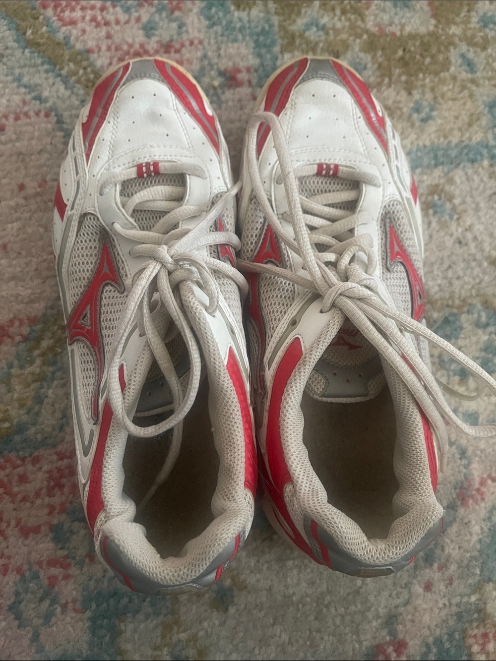 Mizuno Women’s White and Red Athletic Sneakers